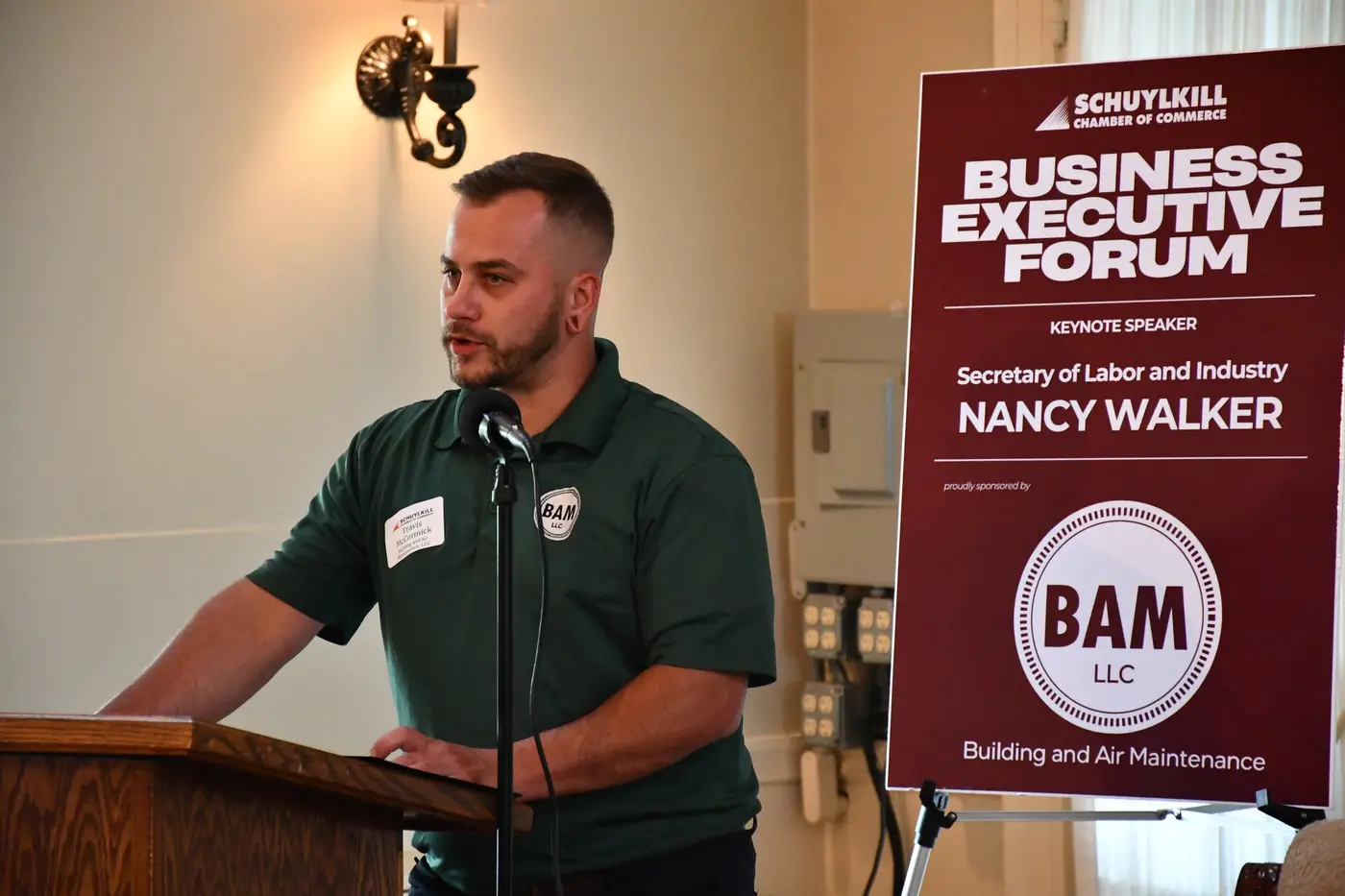 Travis McCormick of BAM speaking at the Schuylkill Chamber Business Executive Forum